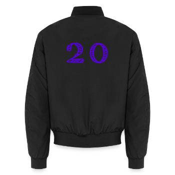 20. 20 YEARS. 20th ANNIVERSARY. 20 YEARS ANNIVERSARY. - Unisex Bomber Jacket - black - Back - AI Model Male 185 light (185cm)
