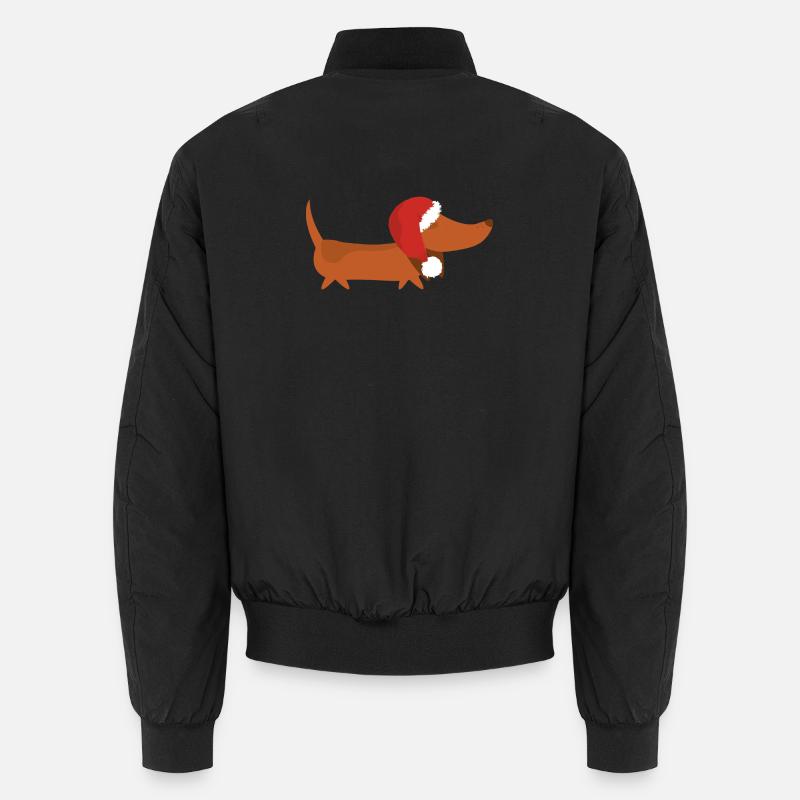  Dackel mit Weihnachtsmütze Unisex Bomberjacke