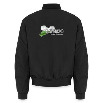 Sachsenkind auf Reisen - Sachsen - Dialekt Urlaub - Unisex Bomberjacke - Schwarz - Hinten - AI Model Male 185 light (185cm)