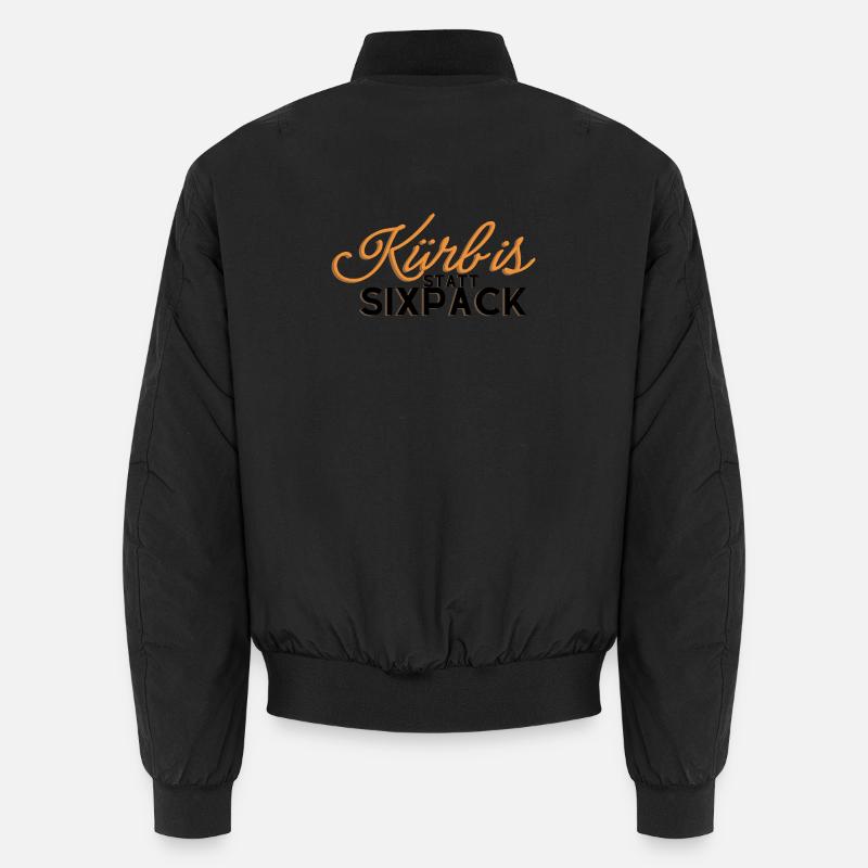 Pumpkin instead of six-pack - Unisex Bomber Jacket - black