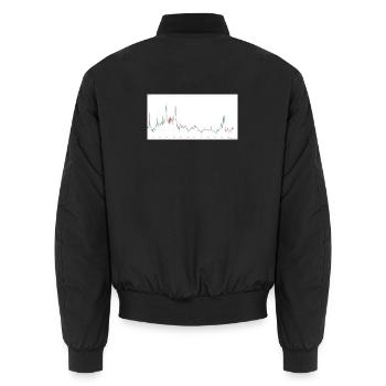 "Share The Gains" T-Shirt mit Grafik - Unisex Bomberjacke - Schwarz - Hinten - AI Model Male 185 light (185cm)