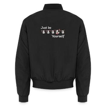 Boston - Soyez simplement - Vous-même - Texte blanc - Bomber unisexe - noir - Dos - AI Model Male 185 light (185cm)