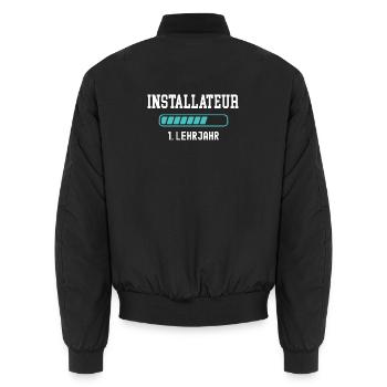 Installer training 1 apprenticeship year 1.  Year of apprenticeship - Unisex Bomber Jacket - black - Back - AI Model Male 185 light (185cm)