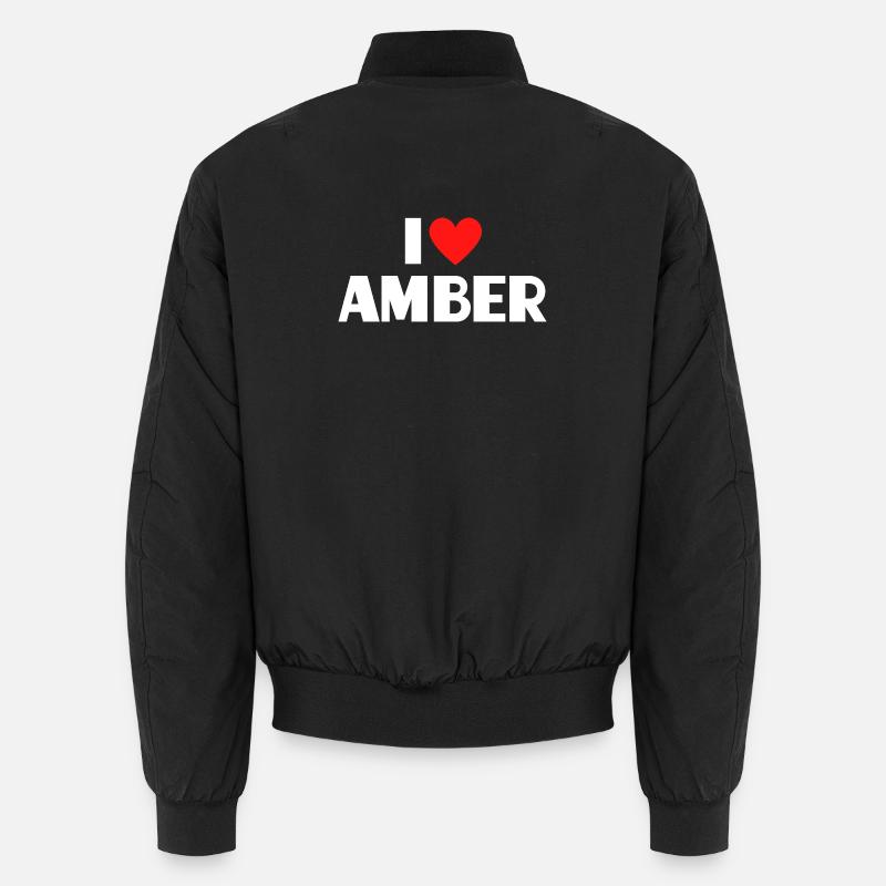 J’adore la déclaration rétro Amber Red Heart Bomber unisexe
