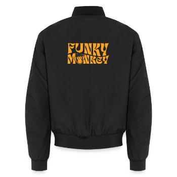 Funky Monkey Retro-Typografie - Unisex Bomberjacke - Schwarz - Hinten - AI Model Male 185 light (185cm)
