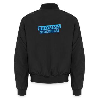 Bromma Stockholm Wordmark - Unisex Bomber Jacket - black - Back - AI Model Male 185 light (185cm)