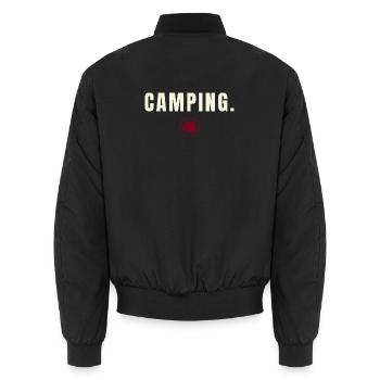 CAMPING. Conception minimaliste de réussite en plein air - Bomber unisexe - noir - Dos - AI Model Male 185 light (185cm)