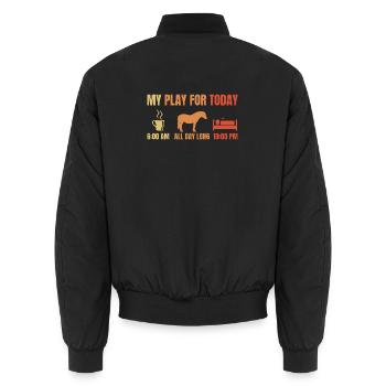 Coffee Horses Sleeping - Unisex Bomber Jacket - black - Back - AI Model Male 185 light (185cm)