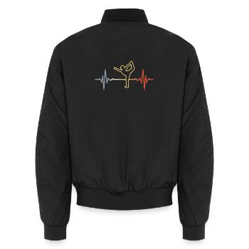 Yoga Heartbeat Look rétro - Bomber unisexe - noir - Dos - AI Model Male 185 light (185cm)