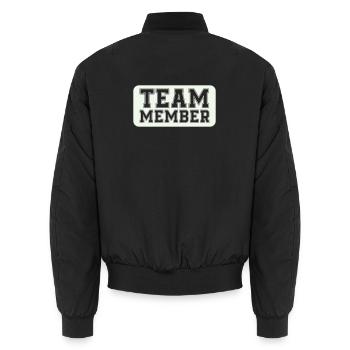 Membre de l’équipe de style Varsity - Bomber unisexe - noir - Dos - AI Model Male 185 light (185cm)