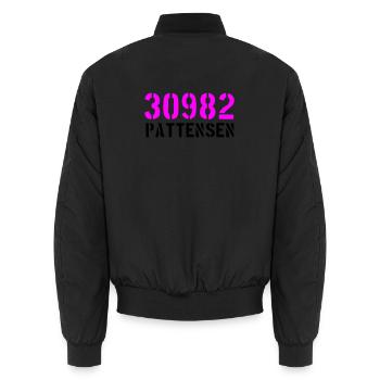 30982_Pattensen - Unisex Bomber Jacket - black - Back - AI Model Male 185 light (185cm)