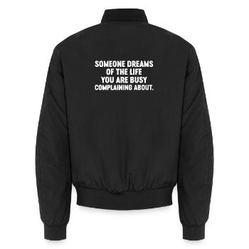 Positives Denken Inspirierend Motivation - Unisex Bomberjacke - Schwarz - Hinten - AI Model Male 185 light (185cm)