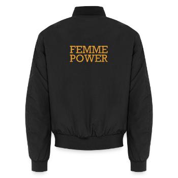 femme Power - Woman - Women - Women's Power - Women - Unisex Bomber Jacket - black - Back - AI Model Male 185 light (185cm)
