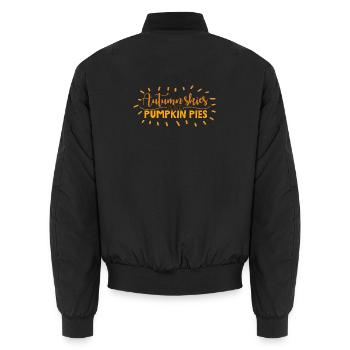 Herbstspruch mit Strahlenkranz - Unisex Bomberjacke - Schwarz - Hinten - AI Model Male 185 light (185cm)