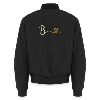 Buchstabe B Monogramm mit Herz - Unisex Bomberjacke - Schwarz - Hinten - AI Model Male 185 light (185cm)