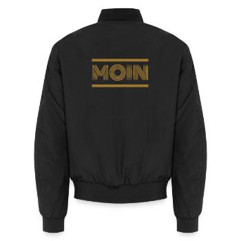 Moin Norddeutschland Hamburg Küste Moin Moin Gold - Unisex Bomberjacke - Schwarz - Hinten - AI Model Male 185 light (185cm)