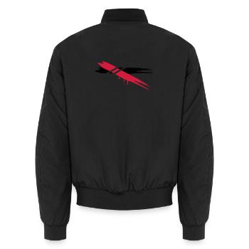 two color stripes with horizontal stripes - Unisex Bomber Jacket - black - Back - AI Model Male 185 light (185cm)