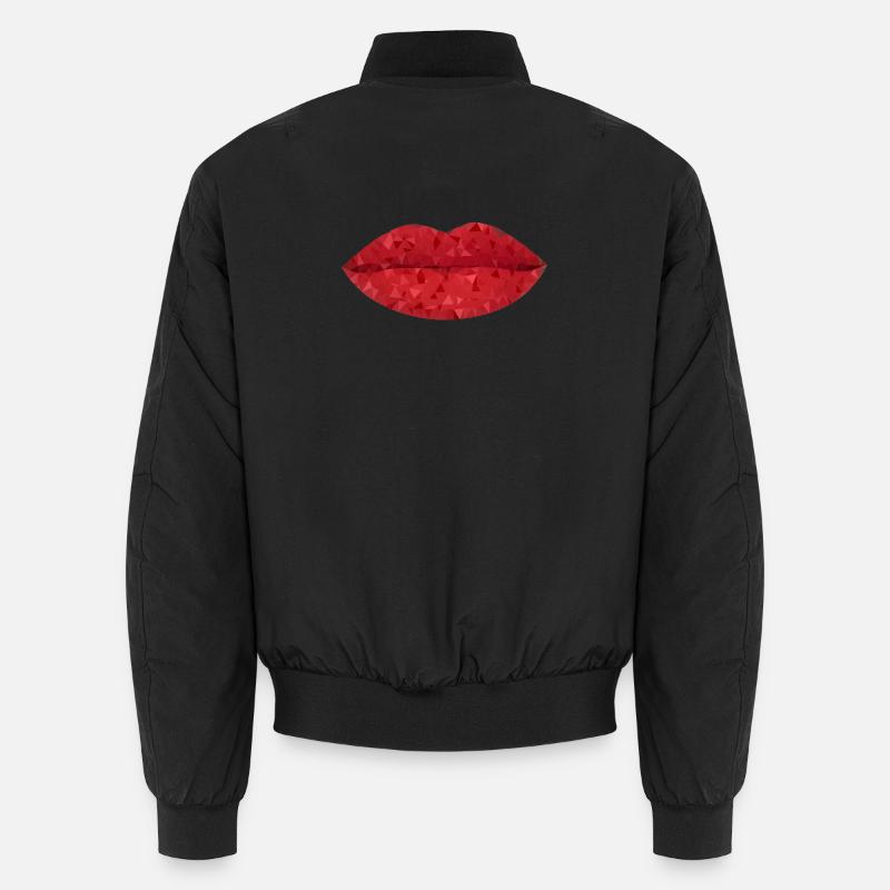 Intense Red Geometric Lips Unisex Bomber Jacket