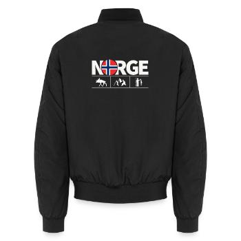 Norge Norwegen Flagge Elch Angeln Fjord - Unisex Bomberjacke - Schwarz - Hinten - AI Model Male 185 light (185cm)