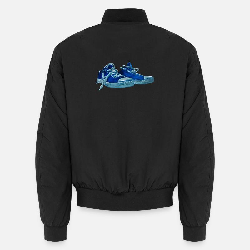 Blue sneaker print - Unisex Bomber Jacket - black