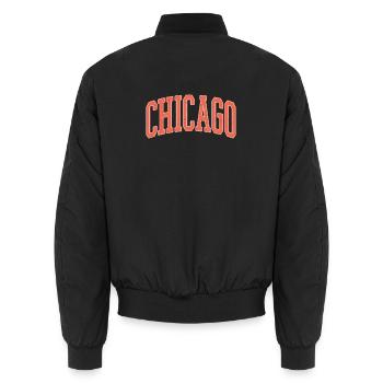 Lettrage en arc de Chicago - Bomber unisexe - noir - Dos - AI Model Male 185 light (185cm)