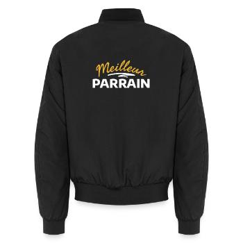 Colorful Urban Multipurpose Graffiti Design - Unisex Bomber Jacket - black - Back - AI Model Male 185 light (185cm)