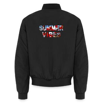 Summer Vibes Poppy - Unisex Bomber Jacket - black - Back - AI Model Male 185 light (185cm)
