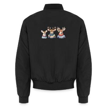 Winterhirsche Pullover-Trio - Unisex Bomberjacke - Schwarz - Hinten - AI Model Male 185 light (185cm)