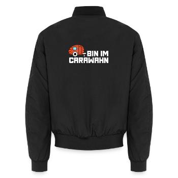 Caravan Wohnwagen Wahnsinn Camping coole Sprüche - Unisex Bomberjacke - Schwarz - Hinten - AI Model Male 185 light (185cm)
