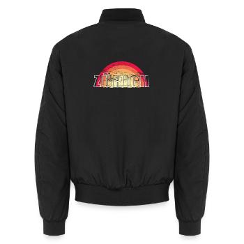 Zürich - Vintage Logo Sunset ZURICH - Unisex Bomberjacke - Schwarz - Hinten - AI Model Male 185 light (185cm)