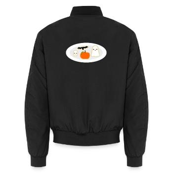 Assiette à biscuits d’Halloween avec crâne fantôme de citrouille - Bomber unisexe - noir - Dos - AI Model Male 185 light (185cm)