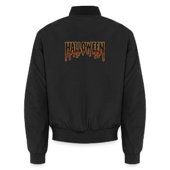 Halloween Tropfendes Gold Schriftzug - Unisex Bomberjacke - Schwarz - Hinten - AI Model Male 185 light (185cm)