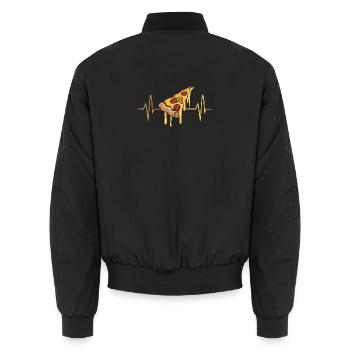 Pizza Pulse Heartbeat - Unisex Bomber Jacket - black - Back - AI Model Male 185 light (185cm)
