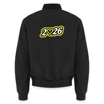 2026 Heart - Unisex Bomber Jacket - black - Back - AI Model Male 185 light (185cm)