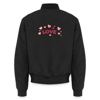 Liebe und Süße Herzen Zeichentrickserie - Unisex Bomberjacke - Schwarz - Hinten - AI Model Male 185 light (185cm)
