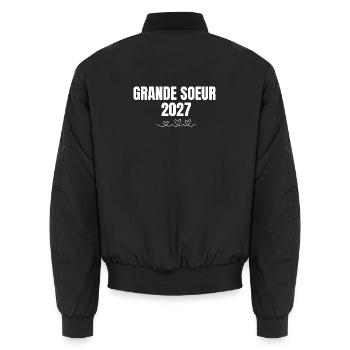 Big Sister 2027 - Unisex Bomber Jacket - black - Back - AI Model Male 185 light (185cm)