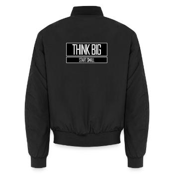 Think Big Start Small Motivation Mindset Wachstum  - Unisex Bomberjacke - Schwarz - Hinten - AI Model Male 185 light (185cm)