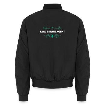 Real Estate Agent Logo Vintage - Unisex Bomber Jacket - black - Back - AI Model Male 185 light (185cm)