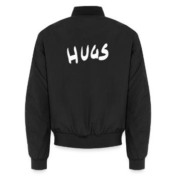 Hugs Handlettering Schriftzug - Unisex Bomberjacke - Schwarz - Hinten - AI Model Male 185 light (185cm)