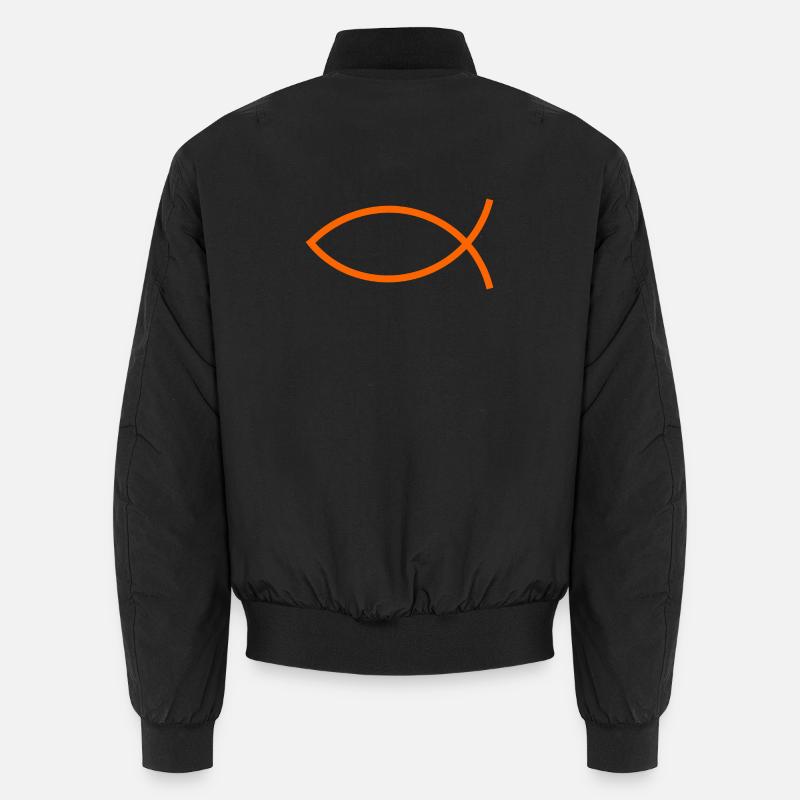 Jesus fish Ichthys fish fish - Unisex Bomber Jacket - black