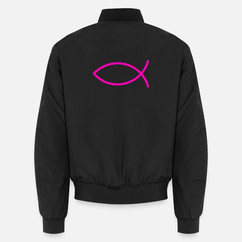 Jesus fish pink ichthys fish fish fish Unisex Bomber Jacket