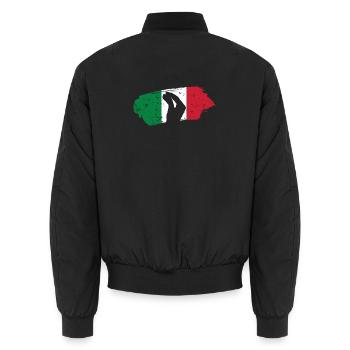Silhouette main avec fond de drapeau italien - Bomber unisexe - noir - Dos - AI Model Male 185 light (185cm)