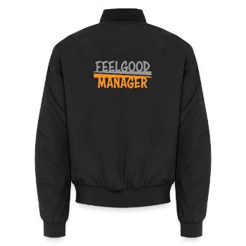Feelgood Manager grau orange - Unisex Bomberjacke - Schwarz - Hinten - AI Model Male 185 light (185cm)