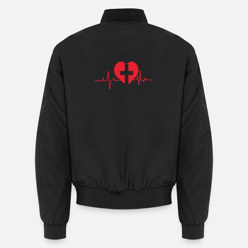 Crossed Heartbeat Design Unisex Bomber Jacket