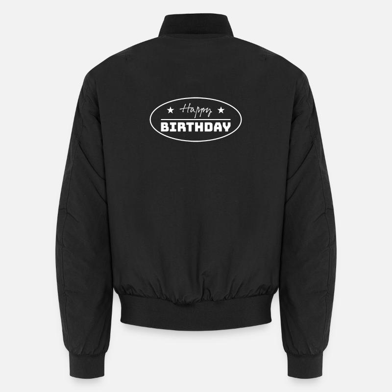 Tshirt happy birthday oval white - Unisex Bomber Jacket - black