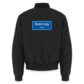 Panneau toponymique Venray - Bomber unisexe - noir - Dos - AI Model Male 185 light (185cm)