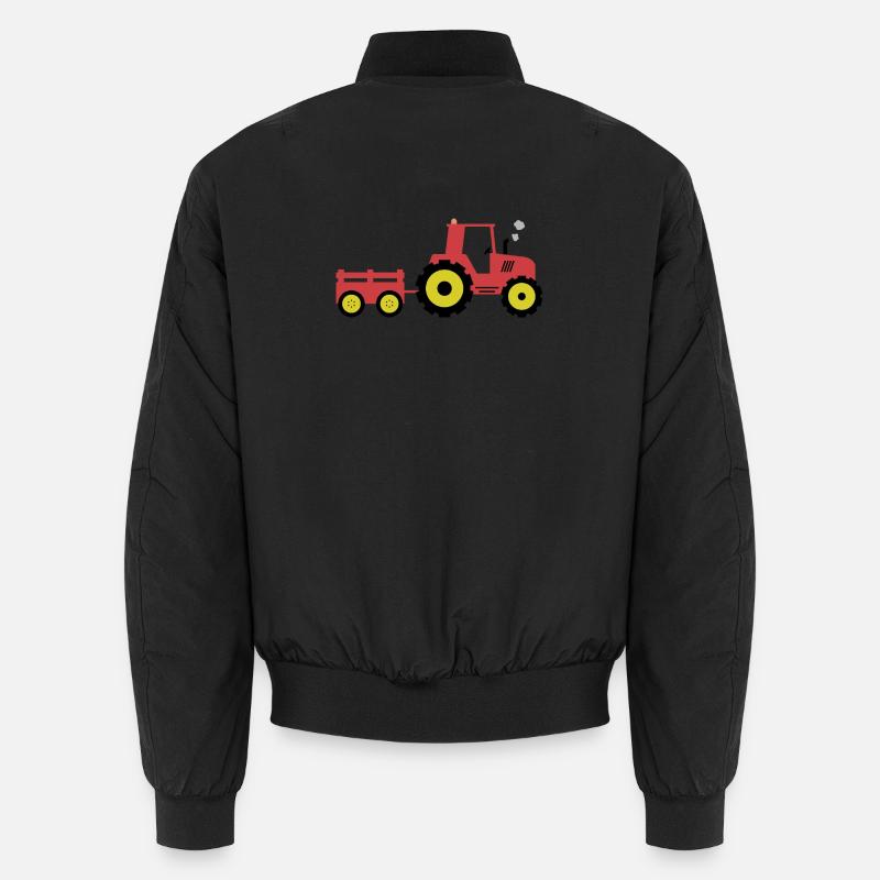 Red Tractor & Trailer - Unisex Bomber Jacket - black