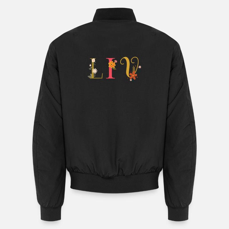 Nom LIV orné de fleurs Bomber unisexe