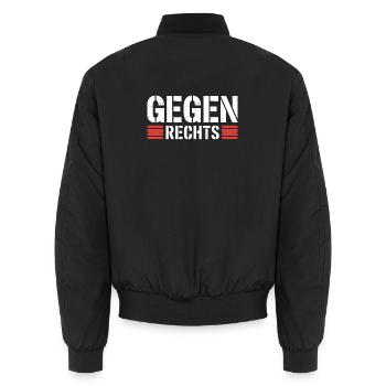 Gegen Rechts - Funny Antifa Spruch - Unisex Bomberjacke - Schwarz - Hinten - AI Model Male 185 light (185cm)