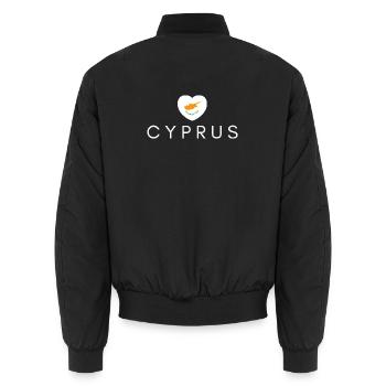 Cœur avec le drapeau chypriote, j’aime Chypre - Bomber unisexe - noir - Dos - AI Model Male 185 light (185cm)